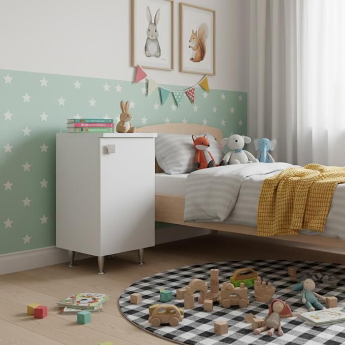 Meuble Bas Blanc Frêne 1 Porte Droite | Armoire Multiusage 50 cm avec Pieds Métal | Livré Monté pour Salle de Bain/Entrée/Buanderie