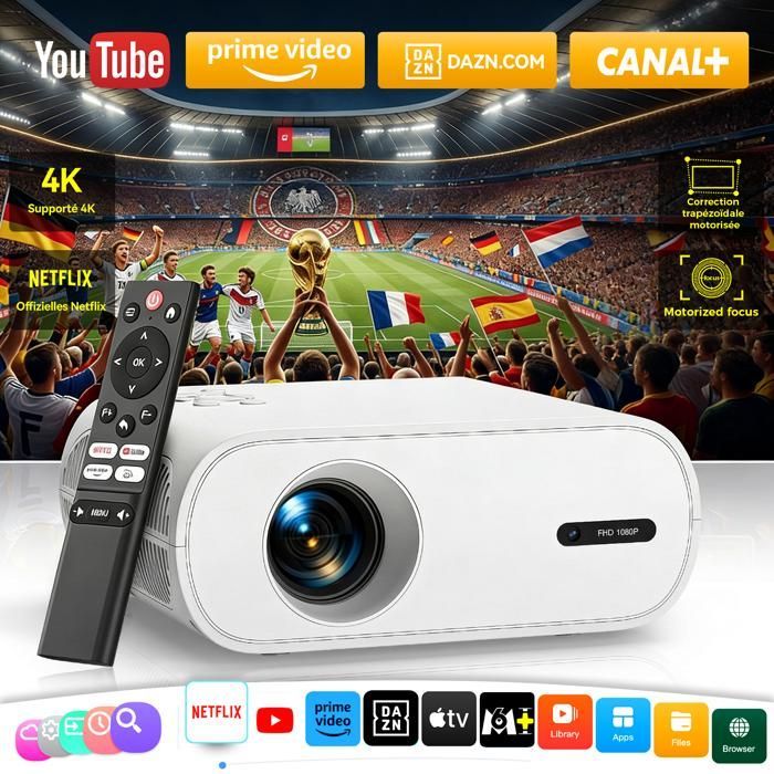 Mini Vidéoprojecteur【App Officielle】 - ZOOMCAT - motorized focus - Full HD 1080p - 20000lm - Certification Netflix, WiFi 6