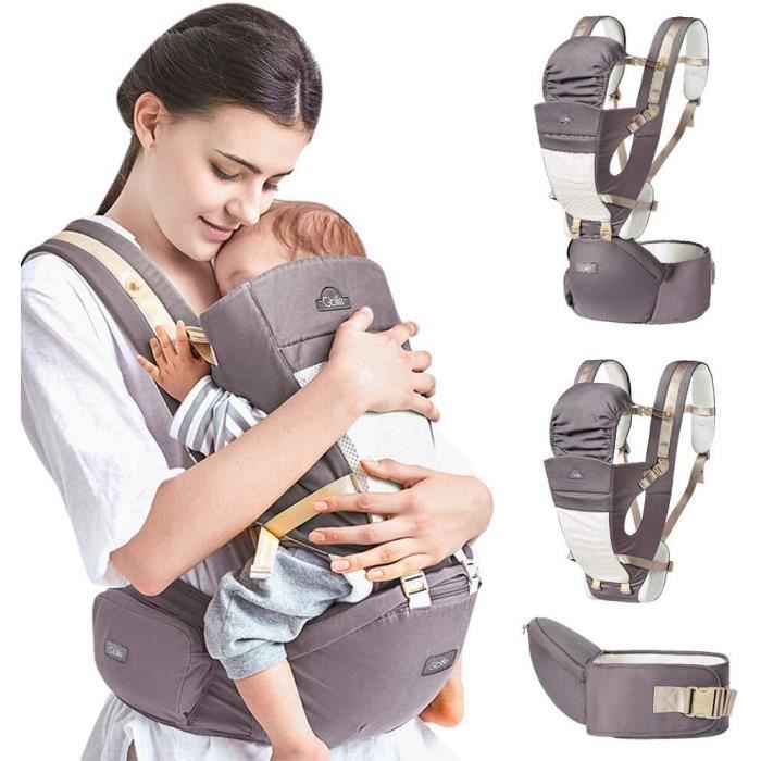Ergonomic Front Baby Carrier with 4-in-1 Multi-Position Hip Seat for Newborns and Babies 0-36 Months 3.5-20kg (Grey)