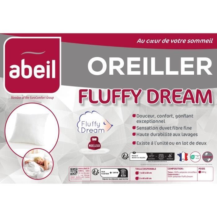 ABEIL Lot de 2 Oreillers FluffyDream® 60 x 60 cm