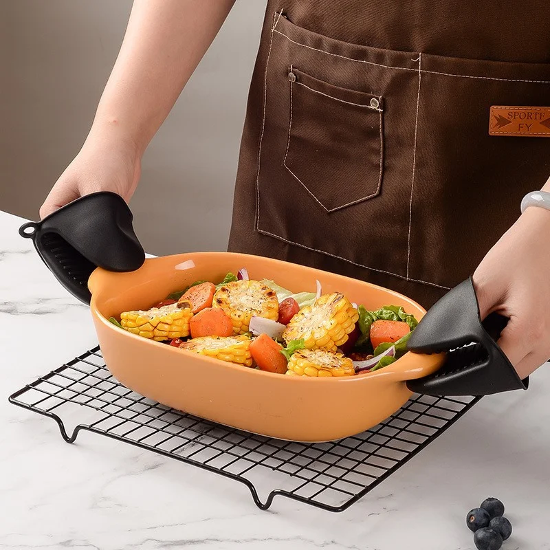 Gants de cuisine en silicone résistant à la chaleur, maniques et dessous de plat pour la cuisine
