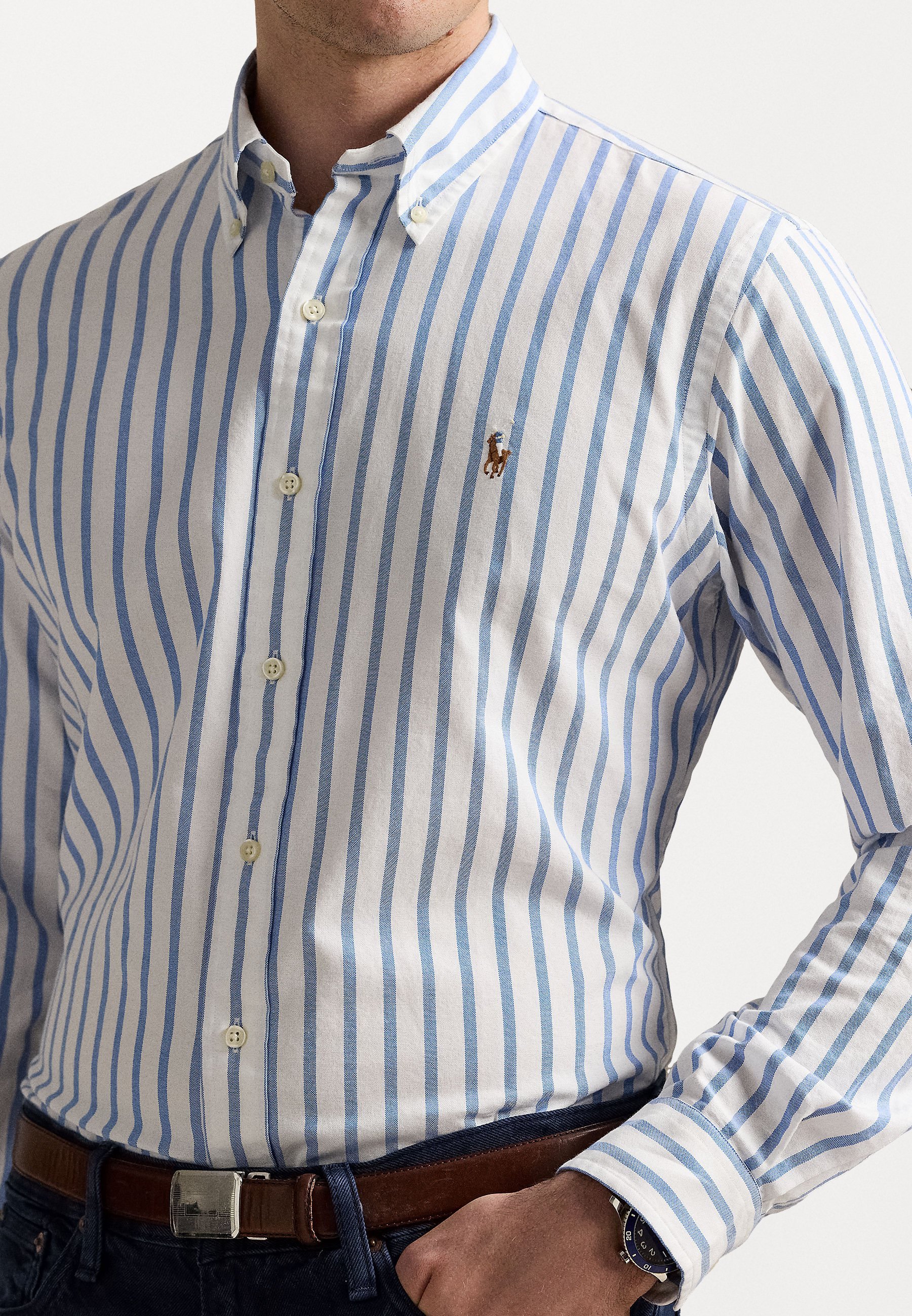 Polo Ralph Lauren Slim Fit Gestreept Oxford Shirt - Shirt - blauw/wit