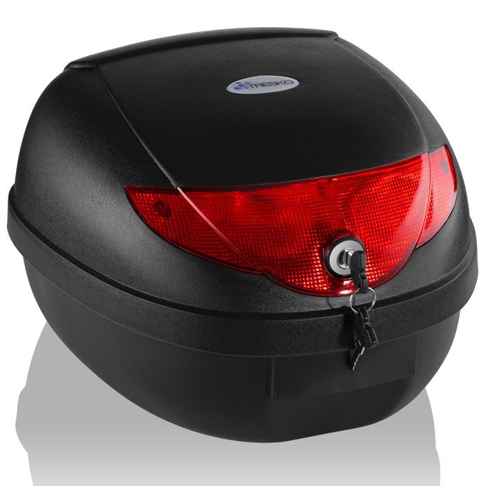 TRESKO® Top Case Moto Universel 24L | 2 clés incluses | Compatible 1 Casque, Éclaboussures, pour Moto, Scooter, Cyclomoteur & Quad