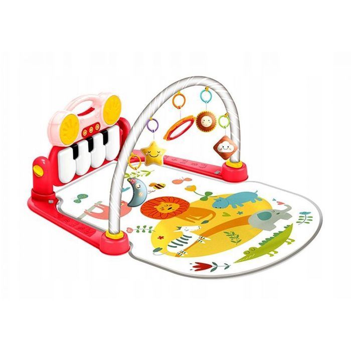 Bounn Baby Playmat - Play Area Baby Mat with Piano and Pendants, Pink