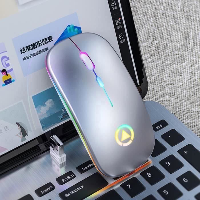 Mouse sem fio recarregável ergonômico, silencioso, com retroiluminação LED, portátil, mini mouse charmoso, compatível com PC e computador.