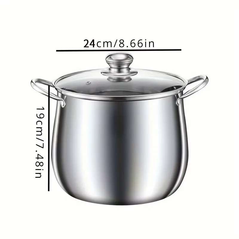1 marmite en acier inoxydable grande capacité pour soupe, nouilles, ragoûts et soupes de poulet. Compatible avec les plaques à induction et à gaz.