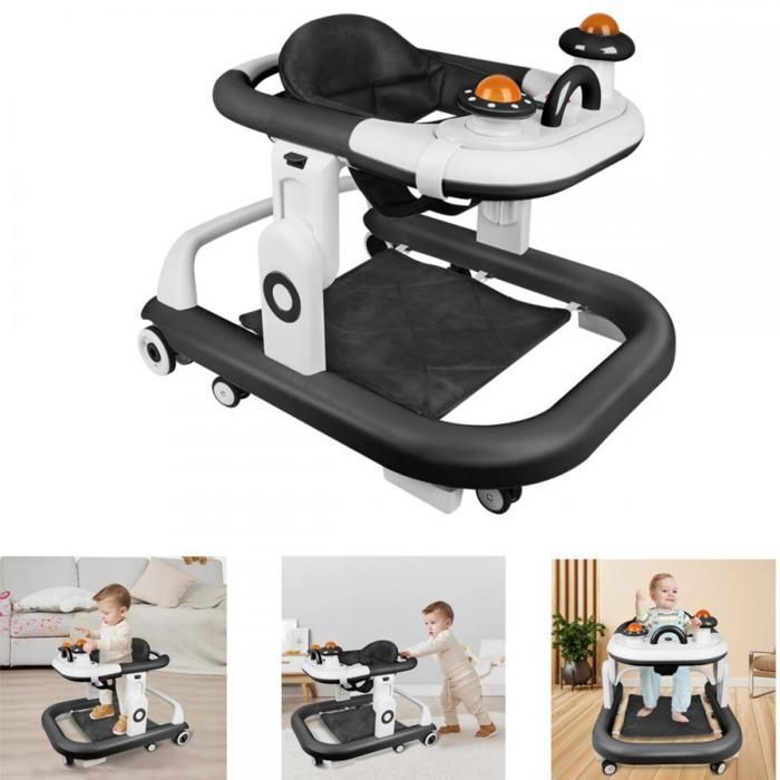 Andador 5 en 1 para bebés - MIPAN - Andador plegable para bebés - Centro de actividades infantiles con ruedas silenciosas antivuelco - Negro