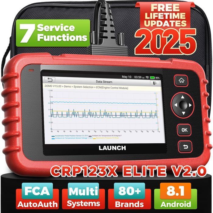 Herramienta de diagnóstico automotriz LAUNCH CRP123X V2.0 para 4 sistemas (motor, ABS, SRS, transmisión automática) 7 reinicios Diagnóstico de servicio OBD2