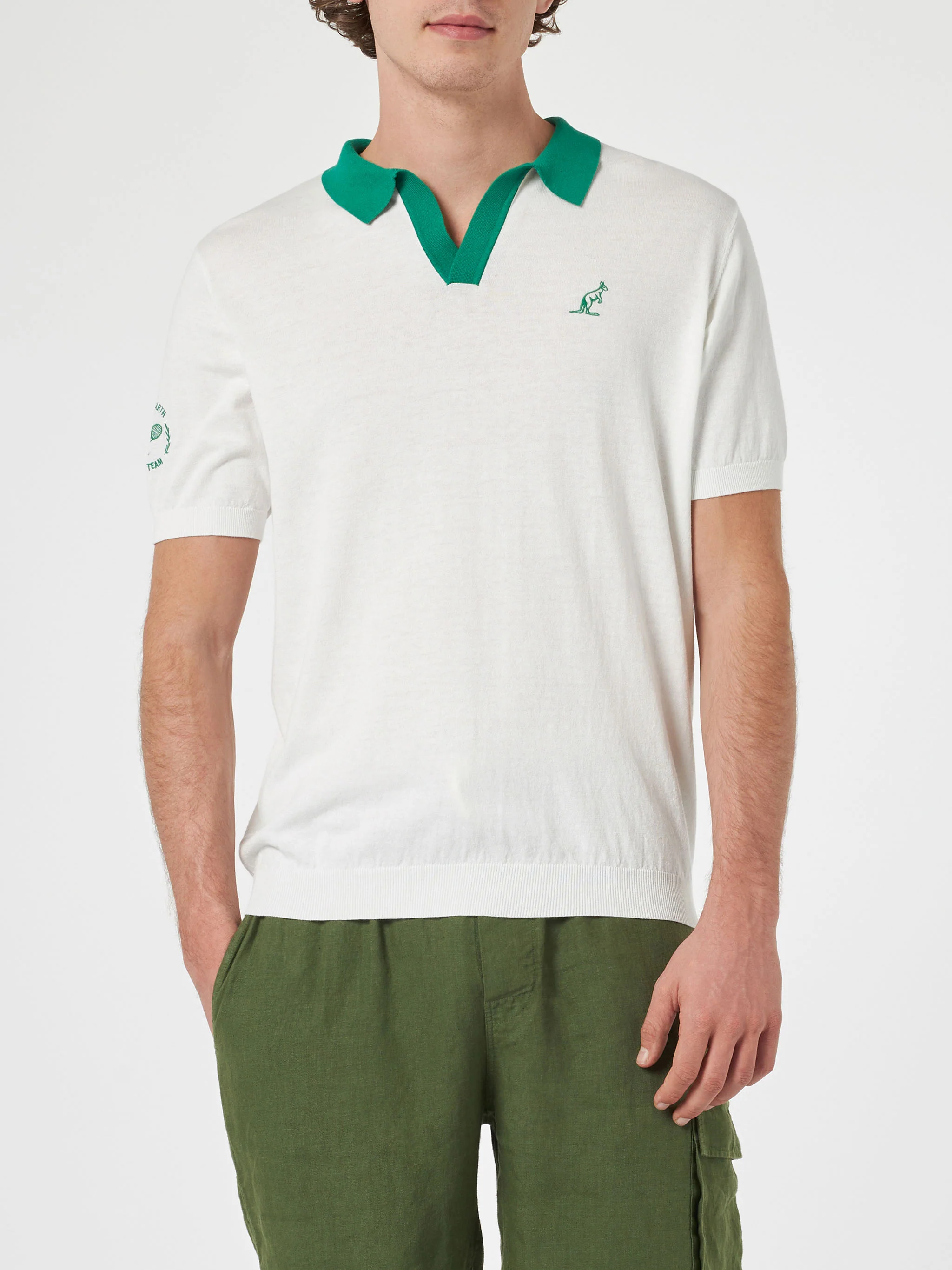 Newcomb gebreide polo voor heren in crèmekleur | Speciaal product van een Australisch merk