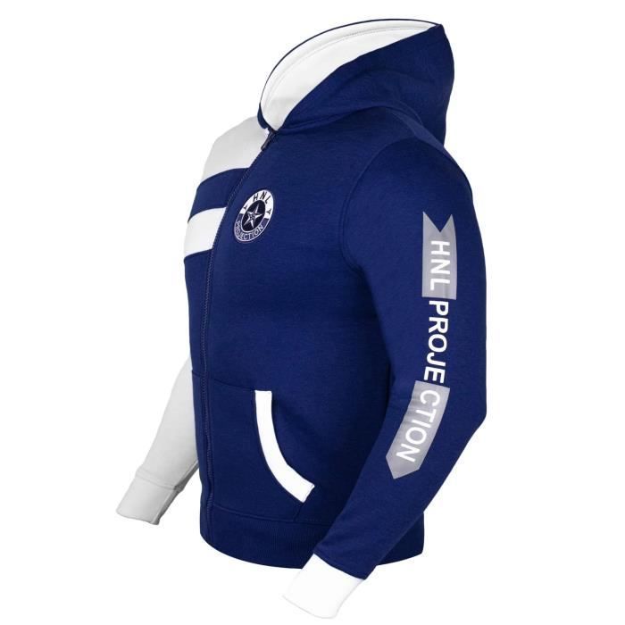 HNL Designer Indigo & White Tracksuit for Boys and Girls - Zip-Up Top and Bottom - Ages 7-13