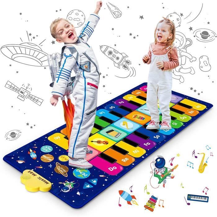Tapis Piano Enfant, Ciel Étoilé Tapis Musical Jouets Éducatifs avec 8 Instruments, 10 Chansons et 20 Touches, 120 x 48 cm
