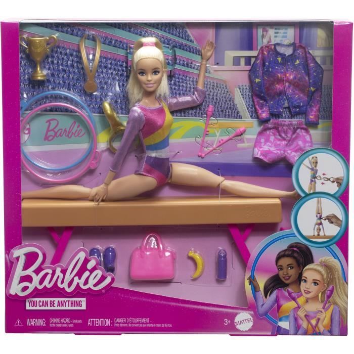 Barbie Gymnastique Coffret avec poupée et plus de 10 accessoires HRG52
