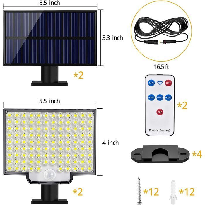KENLUMO Solar Lamp - 106 LED IP65 Waterproof Outdoor Floodlights