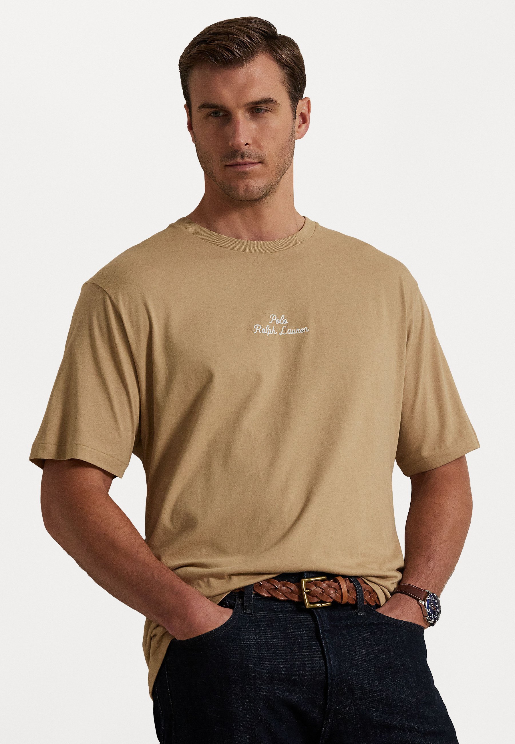 Polo Ralph Lauren Big & Tall T-Shirt mit gesticktem Logo – Bedrucktes T-Shirt – Vintage Khaki