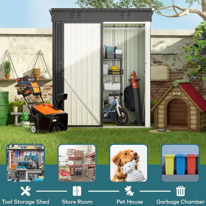 Casetta da giardino - BEALIFE - BEALIFE 162x94x182 cm - Acciaio zincato - Porta con serratura - Impermeabile e resistente ai raggi UV