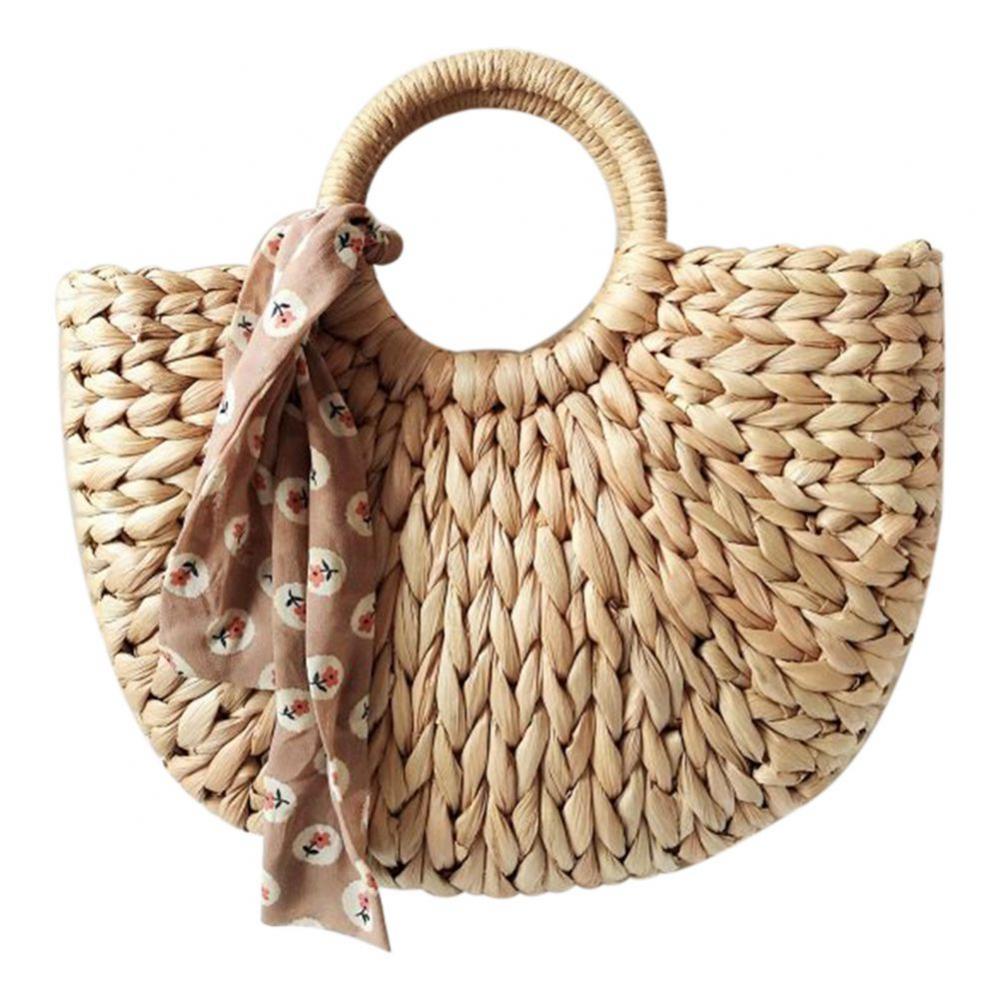 Sac femme coréen étranger en peau de maïs, sac de plage artistique en demi-cercle, accessoire photo de voyage, sac en paille, sac lune, nouveau