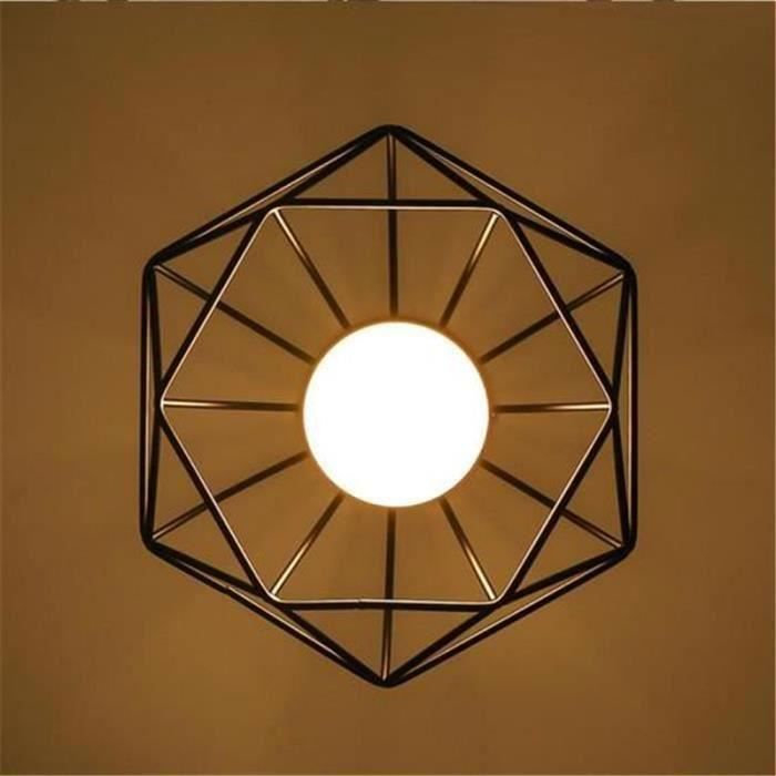 1 unidad de lámpara de techo industrial tipo jaula, con forma de diamante, lámpara colgante de metal negro para cocina y pasillo.