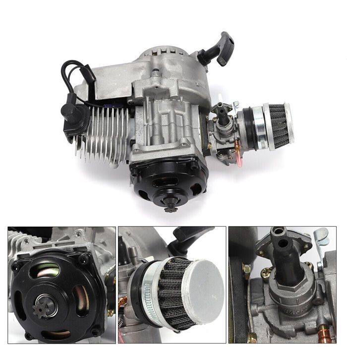 Moteur de moto mini 2 temps 49 cc - avec démarreur de carburateur- pour Bike 47cc / 49cc, mini dirt bike, mini-VTT, MOTEUR COMPLET