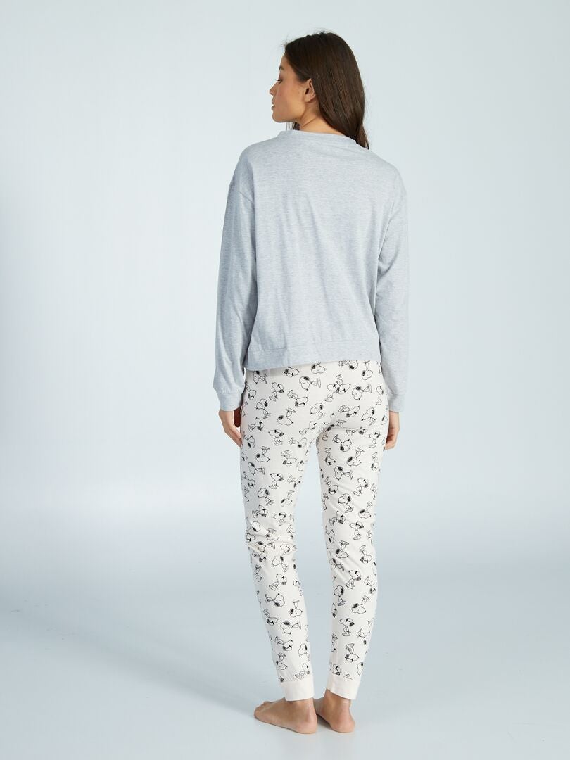 Pijama largo de Snoopy - 2 piezas - GRIS