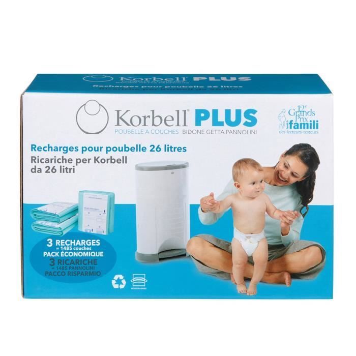KORBELL 26L Windeleimer-Nachfüllpackung – 3er-Pack – Weiß