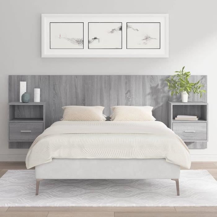 vidaXL Headboard with Cabinets, Sonoma Grey Engineered Wood 3115698