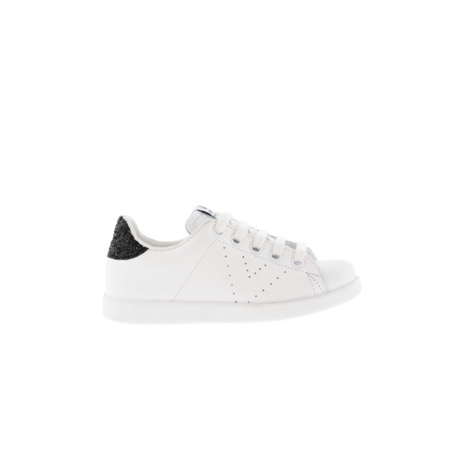 Zapatillas De Piel Blanca Victoria Tenis Con Trasera De Glitter Y Logotipo Troquelado