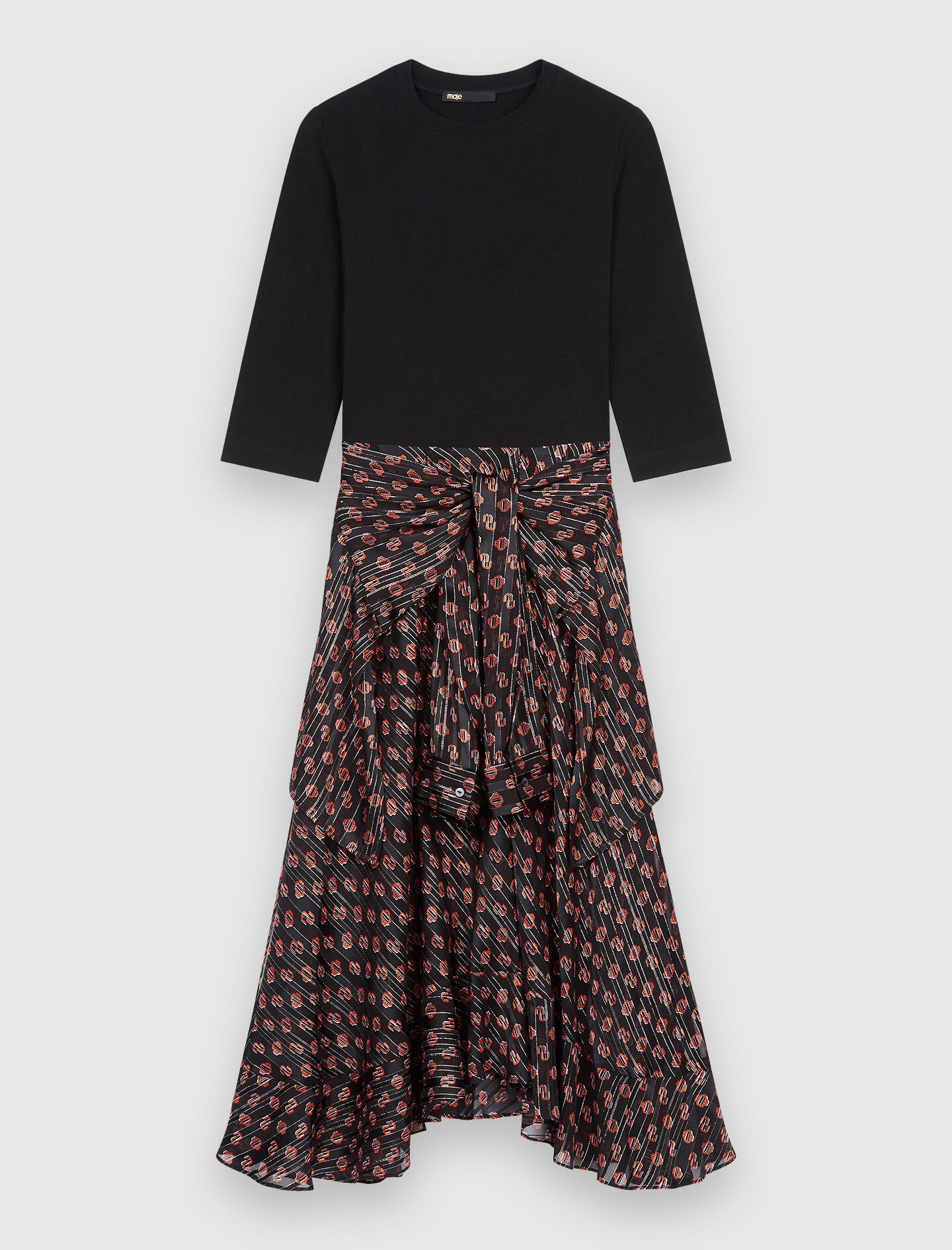 Trompe l'oeil jurk met Maje-Monogramme print M Noir petit