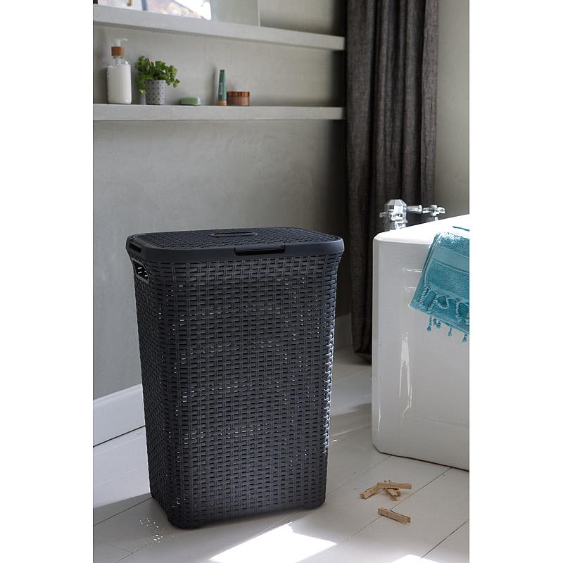 Curver Wäschekorb 60 Liter, schwarz