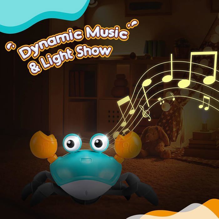 Crabe Qui Marche Bebe, Dansant chanter, évitement automatique, rechargeable, avec LED et musique, Jouet Bebe 3-6-12 Mois