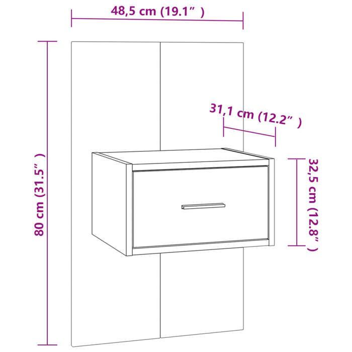 vidaXL Tables de chevet murales 2 pcs Chêne sonoma 810978