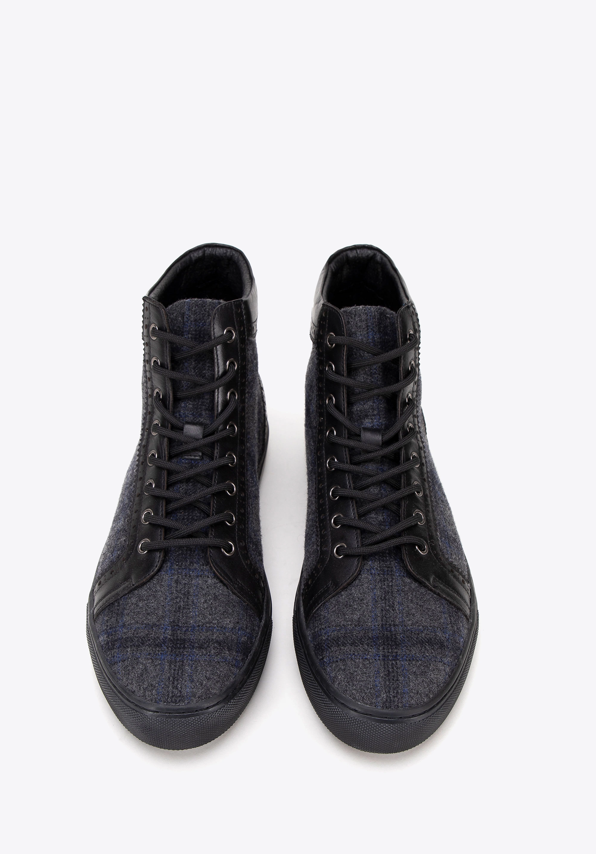Męskie sneakersy skórzane wysokie czarne