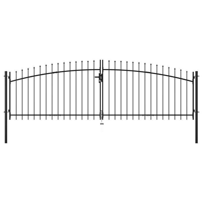 Puerta doble - vidaXL - 400 x 175 cm - Acero negro - Batiente - Manual