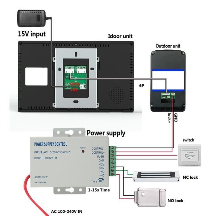 Videocitofono DUOKON - 7 pollici - 2 monitor - Sblocco multiporta - Visione notturna a infrarossi
