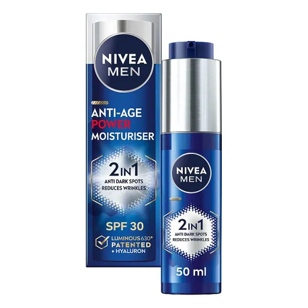 NIVEA MEN Anti-Age Power -kosteusvoide spf30 50ml | Lahjoja isälle | Superdrug
