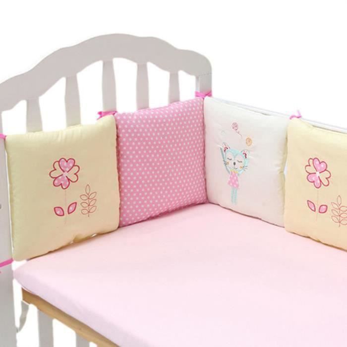 Tour de Lit 6 Pièces Ensemble - Marque - Modèle - Pare-choc Literie Enfant - Rose