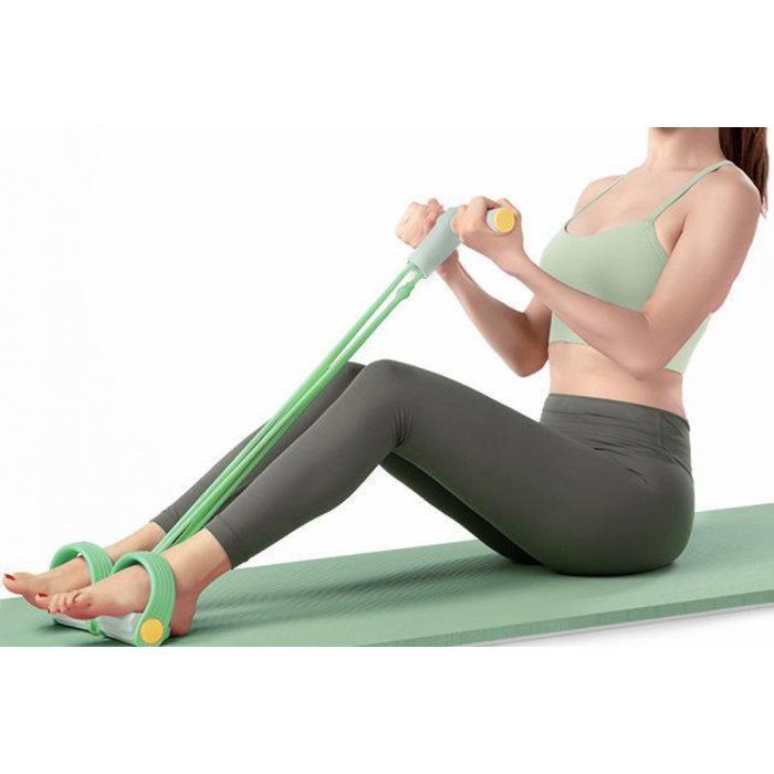 Buikspiertrainingsapparaat - Sit-up - Spierversterking - 4 buizen - Elastisch koord - Sportuitrusting - Vormgeven