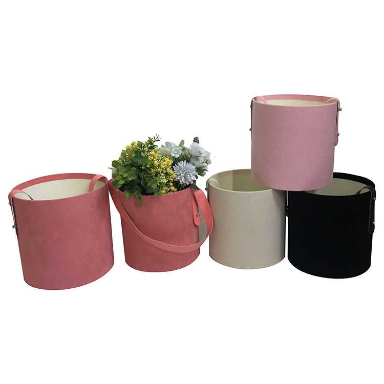 Cajas de regalo de terciopelo con asa, caja de regalo para mujer, caja de mano para ramos de flores, cubo para abrazar, jarrón, caja de regalo de cumpleaños