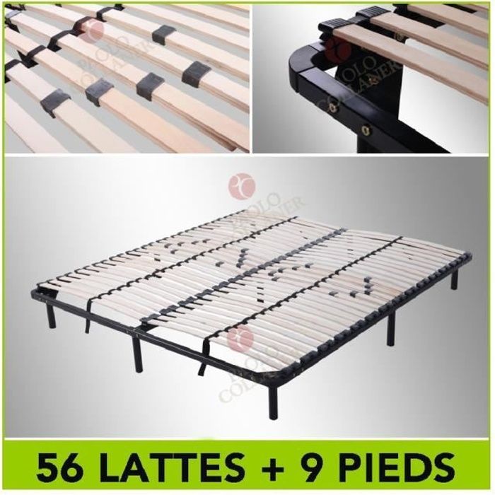 Sturdy slatted bed base with adjustable slats + legs included 160X200 cm