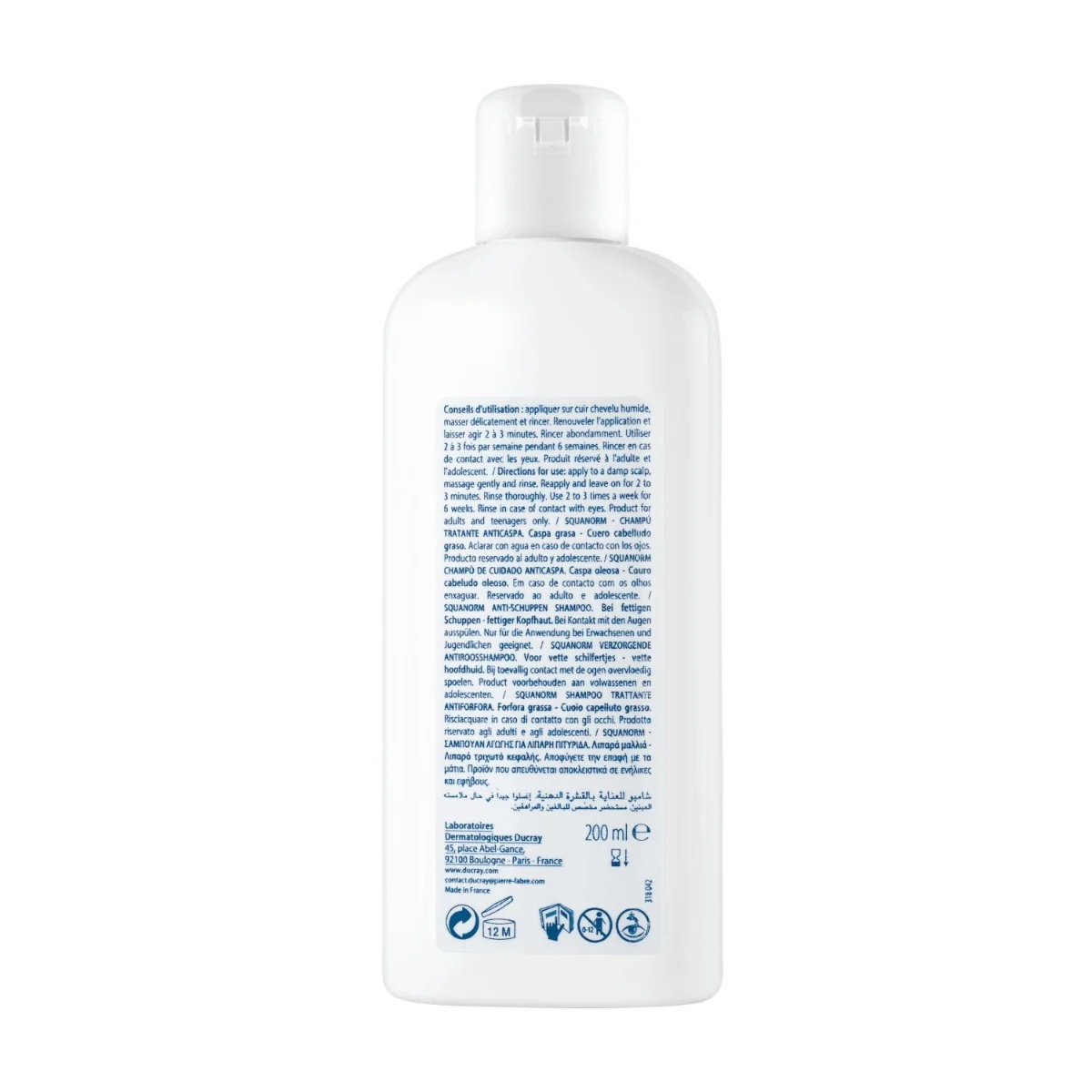 DUCRAY Ducray Squanorm šampūns pret taukainām blaugznām 200 ml nomierinošs šampūns