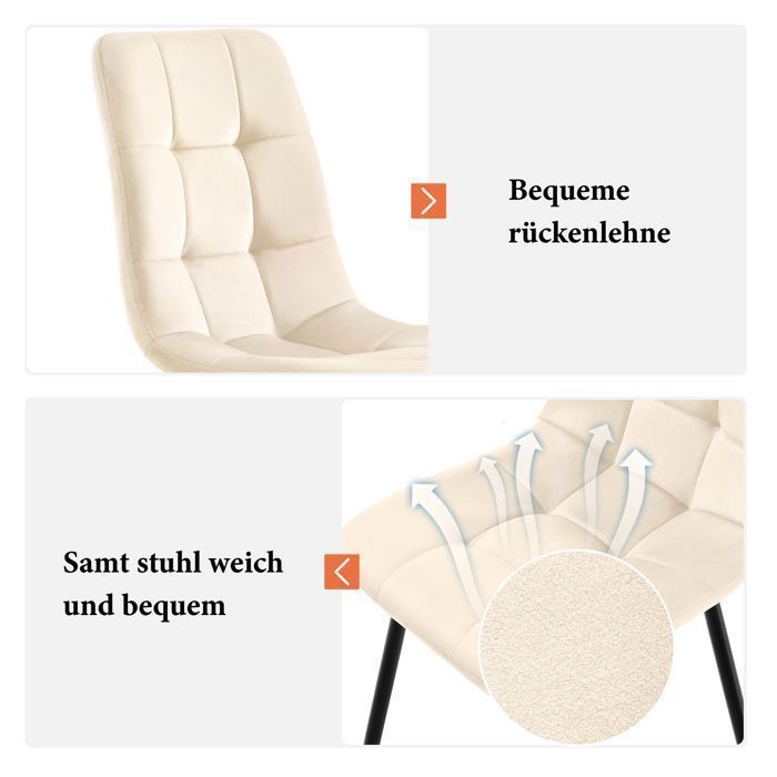 Juego de mesa de comedor de 140 × 80 cm con 4 sillas - Juego moderno de mesa y sillas para cocina/sala de estar - Sillas de terciopelo, color beige