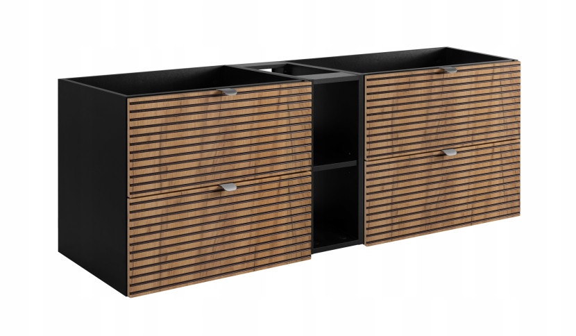 Szafka Pod UMYWALKĘ 140 cm Wisząca FREZOWANA 4S REGAŁ AURA