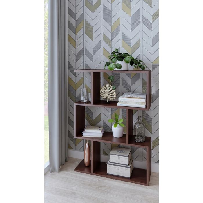 Libreria a 3 ripiani - Mobile contenitore in stile contemporaneo - Wengé - 76,4x28x107 cm