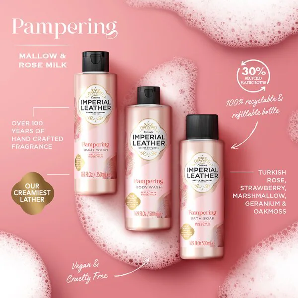 Sali da bagno Imperial Leather Pampering con latte di malva e rosa, 500 ml