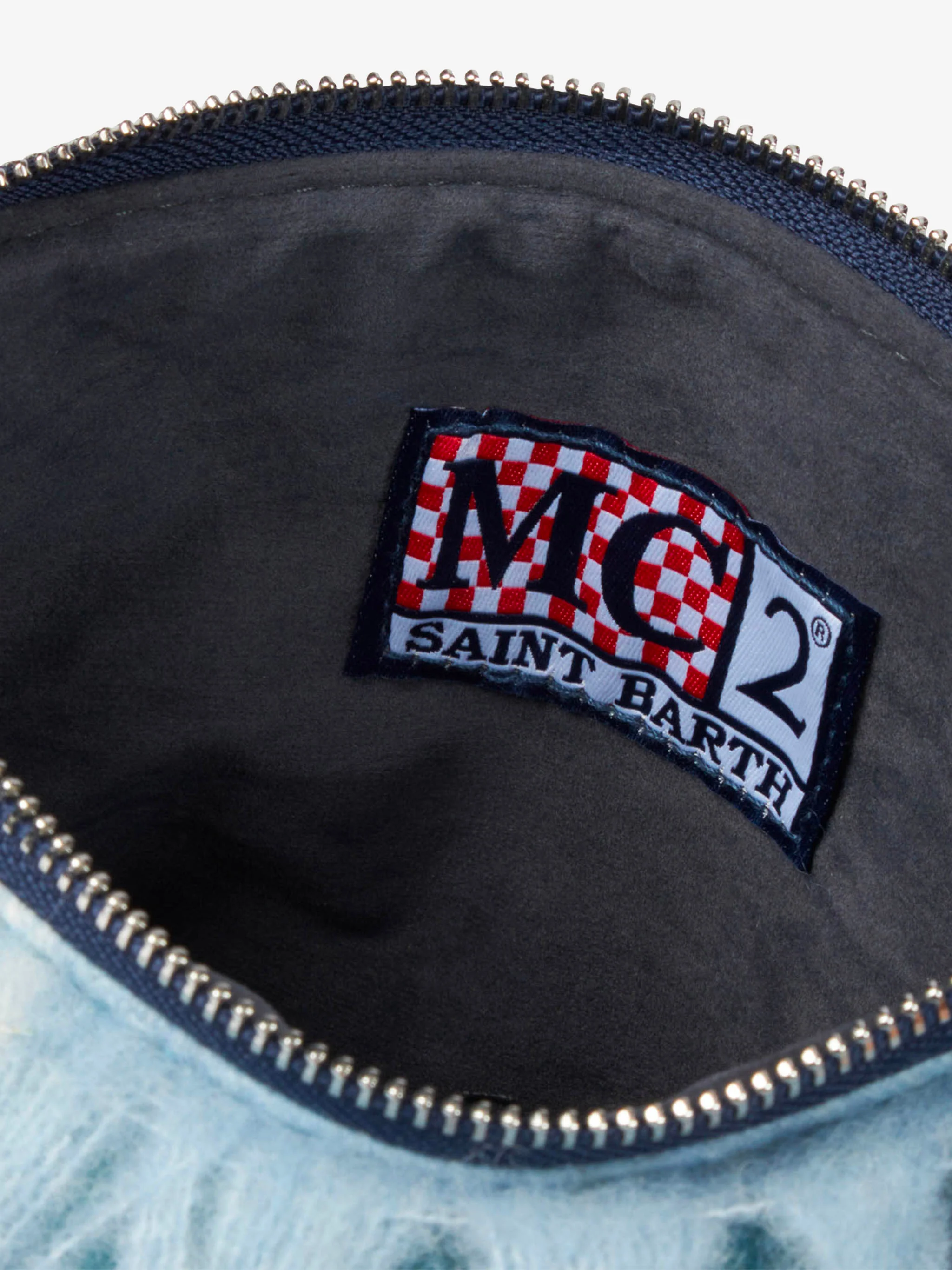 Pariser karierte Schultertasche mit blauem Karomuster