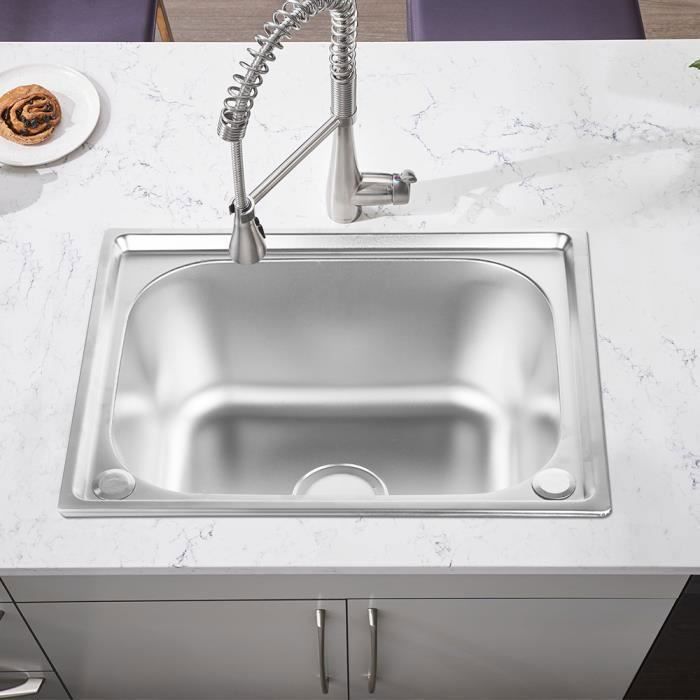 Willonin® 50x40cm Edelstahl-Küchenspüle mit Abflussanschluss und wendbarer Abtropffläche