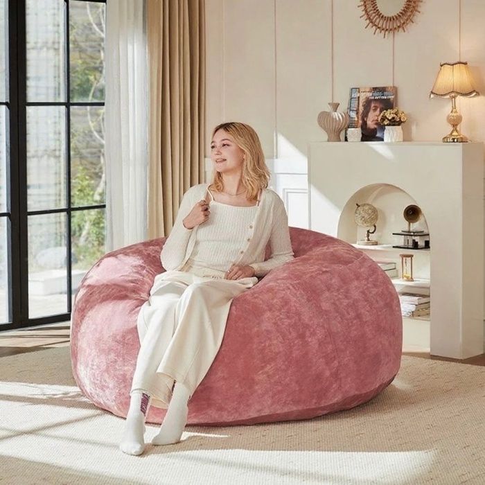 100 cm Sitzsack, Sofa für Erwachsene, weicher und bequemer Lesesessel, geeignet für Schlafzimmer und Balkone – rosa