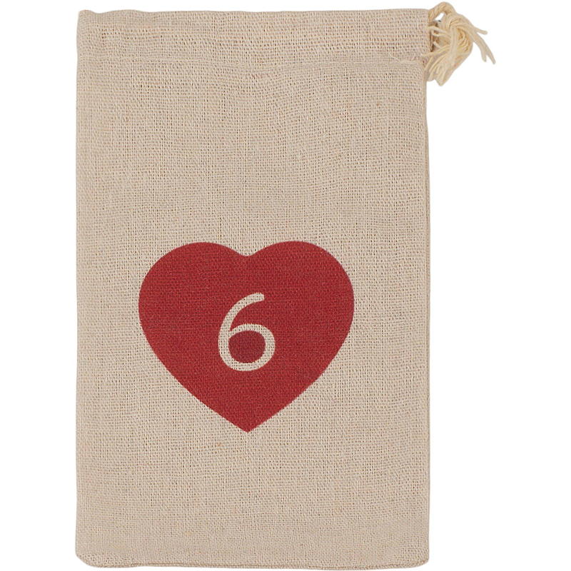 Hjem Kalenderposer 12x20 cm 1-24 stoff med hjerte