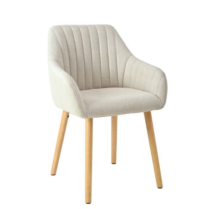 Goeurvant minimalistische stoelen met comfortabele rugleuning, ergonomische armleuningen en massief houten poten - Set van 6 - Beige