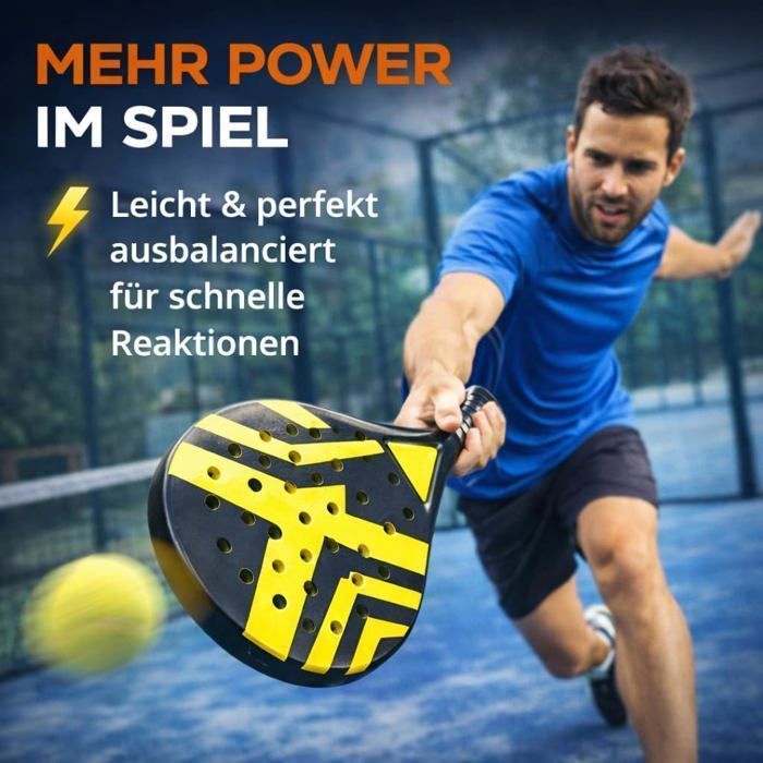 Set de raquettes de padel pour adultes raquette professionnelle – Raquettes de padel pour débutants et joueurs avancés (jaune)