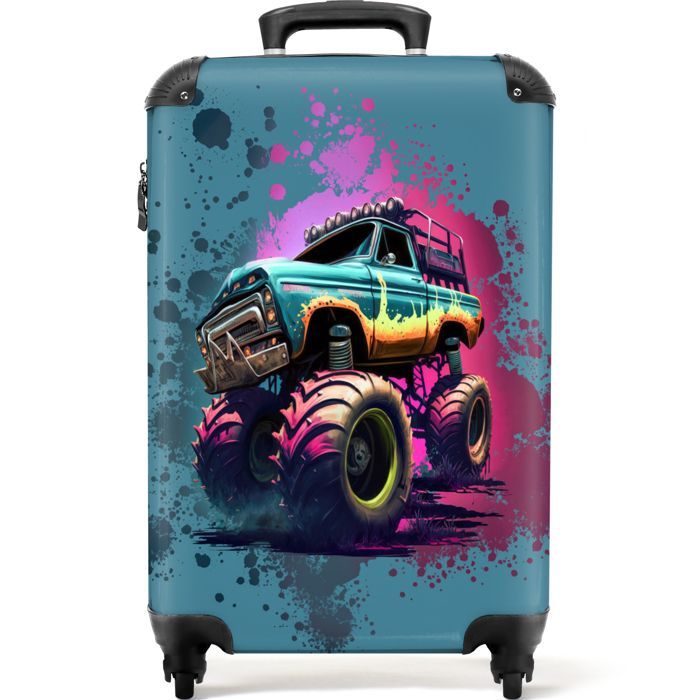 Kabinenkoffer – NoBoringSuitcases – Handgepäck 55 x 35 x 20 cm – Leicht und robust – mit 4 Rollen – 36 l – Monster Truck